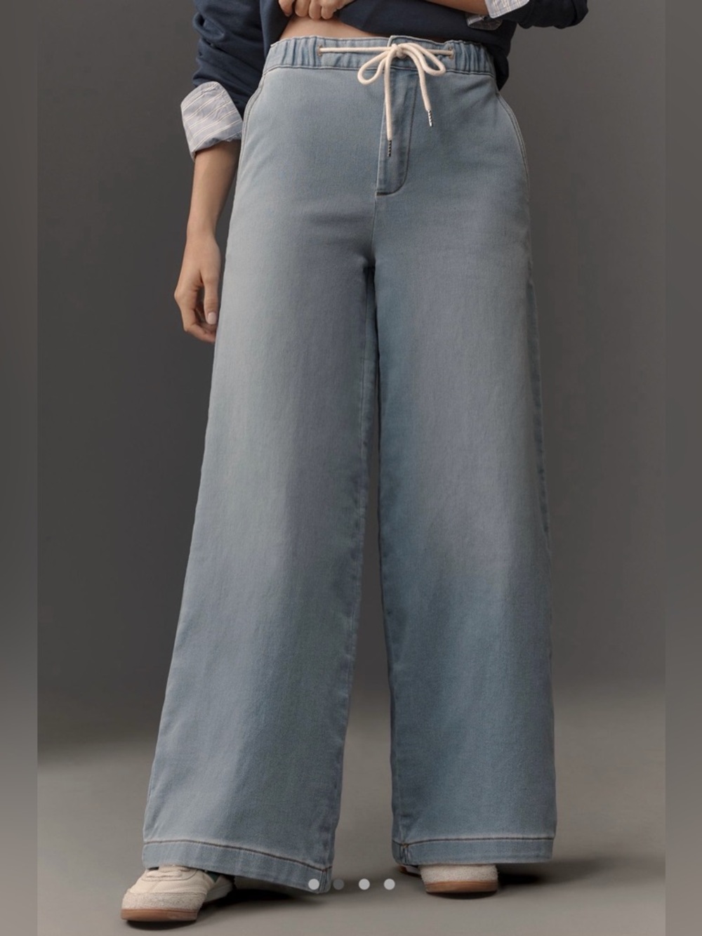 Pilcro Denim Knit Pull on High Rise Wide Leg Jeans Size S